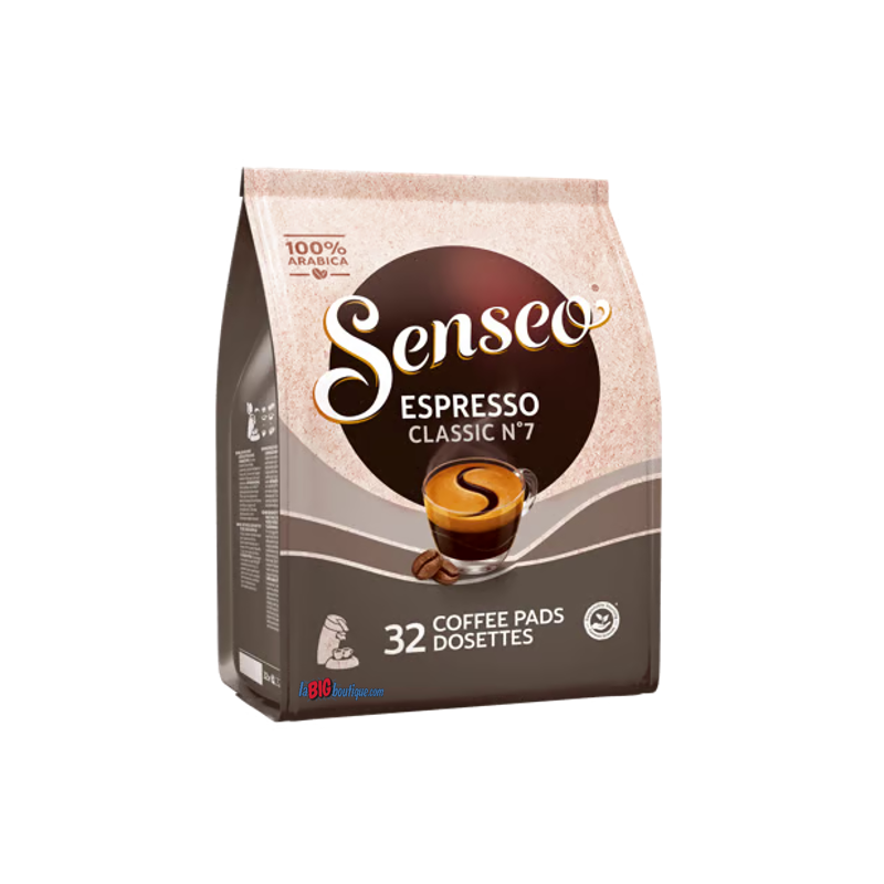 DOSETTES CAFE SENSEO EXPRESSO CLASSIC N°7, SACHET 32 DOSETTES COMPOSTABLES