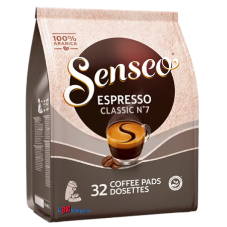 DOSETTES CAFE SENSEO EXPRESSO CLASSIC N°7, SACHET 32 DOSETTES COMPOSTABLES