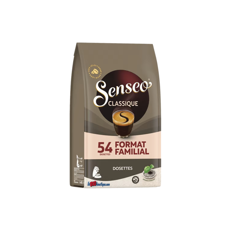 DOSETTES CAFE SENSEO CLASSIQUE, SACHET 54 DOSETTES COMPOSTABLES, FORMAT FAMILIAL