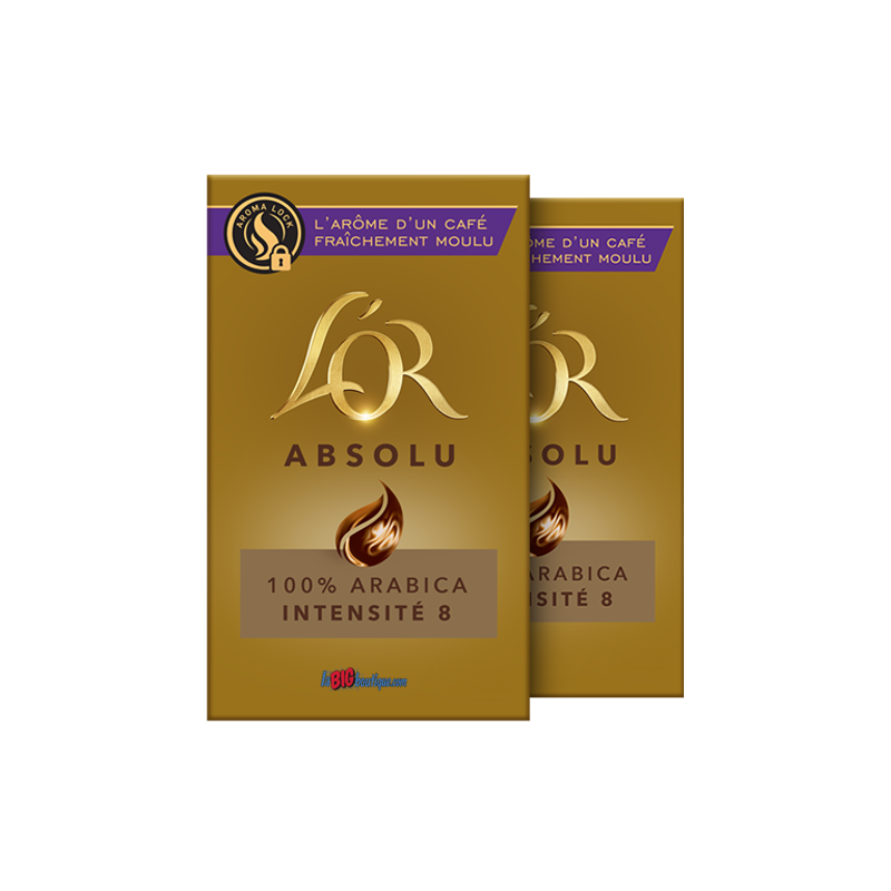 CAFE MOULU L'OR ABSOLU 2 X 250grs, 100% ARABICA, INTENSITÉ N°8