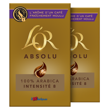 CAFE MOULU L'OR ABSOLU 2 X 250grs, 100% ARABICA, INTENSITÉ N°8