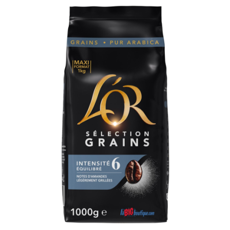 CAFE GRAIN L'OR SELECTION 1kg, 100% ARABICA, INTENSITÉ N°6
