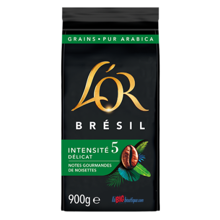 CAFE GRAIN L'OR BRÉSIL 900grs, 100% ARABICA, INTENSITÉ N°5