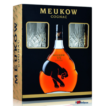 COFFRET COGNAC MEUKOW VS 70cl 40°, AVEC 2 VERRES