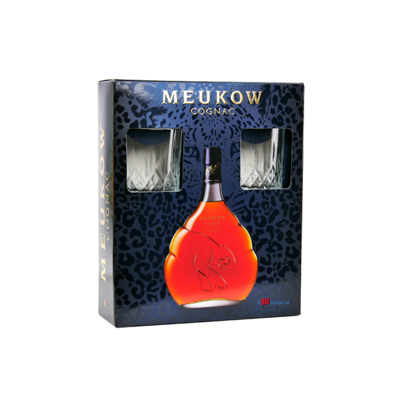 COFFRET COGNAC MEUKOW VSOP SUPÉRIOR 70cl 40° AVEC 2 VERRES
