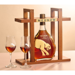 COGNAC MEUKOW XO 70cl 40°, RACK BOIS 2 VERRES ET ETUI