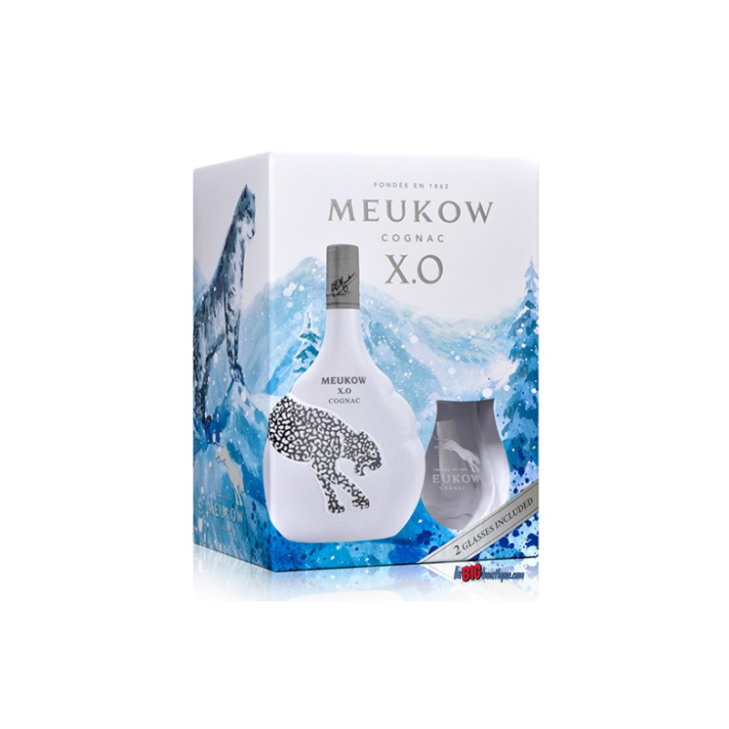 COGNAC MEUKOW XO ICE PANTHER 70cl 40°, AVEC COFFRET 2 VERRES