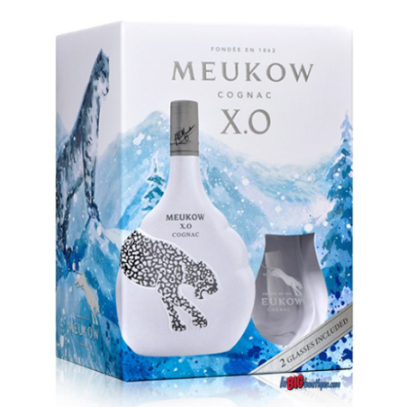 COGNAC MEUKOW XO ICE PANTHER 70cl 40°, AVEC COFFRET 2 VERRES