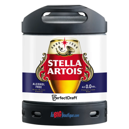 BIERE STELLA ARTOIS 0° (sans alcool) 6 Litres, bière blonde, fut consigné.