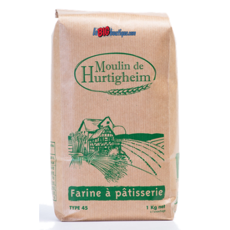FARINES DE BLÉ T45 A PATISSERIE, SACHET 1Kg, du MOULIN DE HURTIGHEIM D'ALSACE