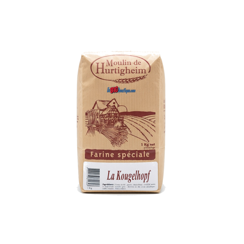 FARINES DE BLÉ A PATISSERIE LA KOUGELHOPF, SACHET 1Kg, du MOULIN DE HURTIGHEIM D'ALSACE