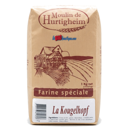 FARINES DE BLÉ A PATISSERIE LA KOUGELHOPF, SACHET 1Kg, du MOULIN DE HURTIGHEIM D'ALSACE