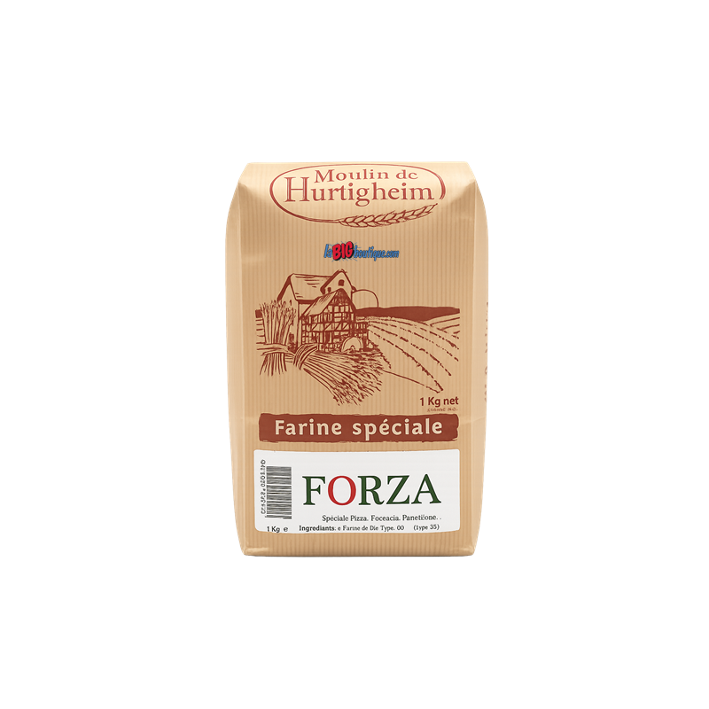 FARINES A PAIN FORZA TYPE 00, SPECIAL PIZZA, SACHET 1Kg, du MOULIN DE HURTIGHEIM D'ALSACE