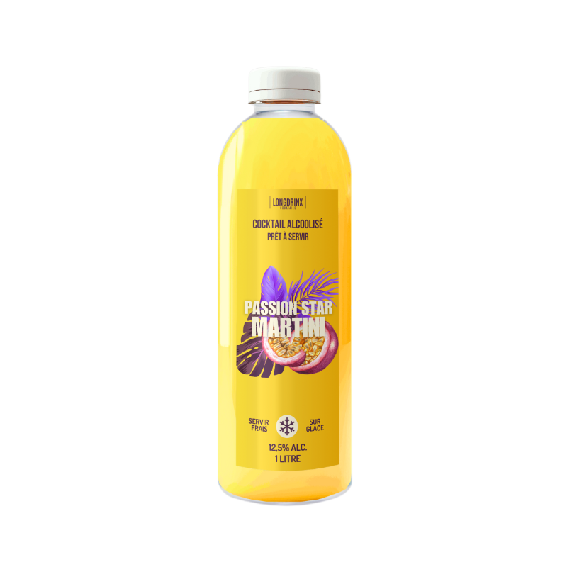 COCKTAIL PASSION STAR MARTINI LONGDRINX 1 Litre 12,5°, Cocktail prêt à servir, Bouteille PET