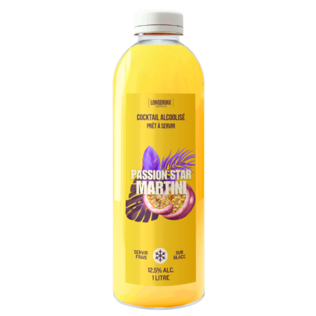 COCKTAIL PASSION STAR MARTINI LONGDRINX 1 Litre 12,5°, Cocktail prêt à servir, Bouteille PET