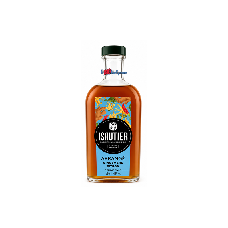RHUM ARRANGÉ ISAUTIER GINGEMBRE CITRON 70cl 40°, ILL DE LA REUNION