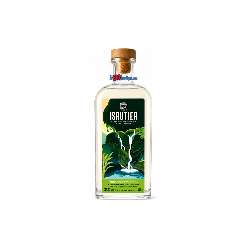RHUM ARRANGÉ ISAUTIER TROPICAL, COMBAVA MENTHE - THAI LIME MINT 70cl 30°, ILL DE LA REUNION