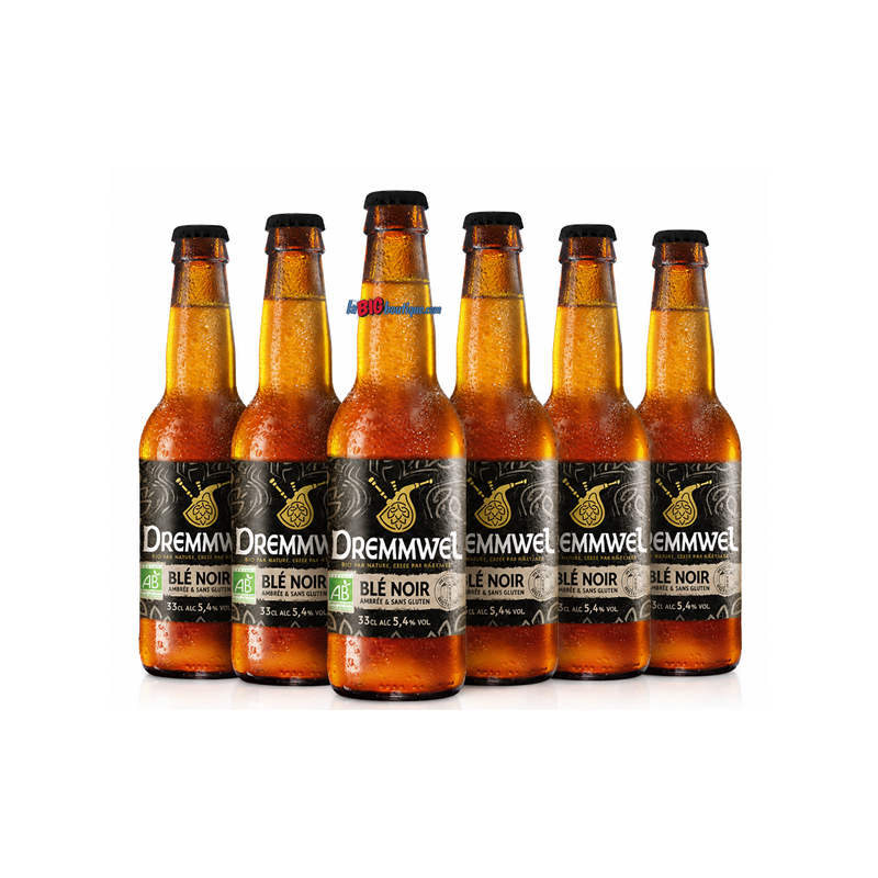 BIERE AMBRÉE DREMMWEL 33cl X 6 - 5,4°, BIO, Blé Noir, sans Gluten