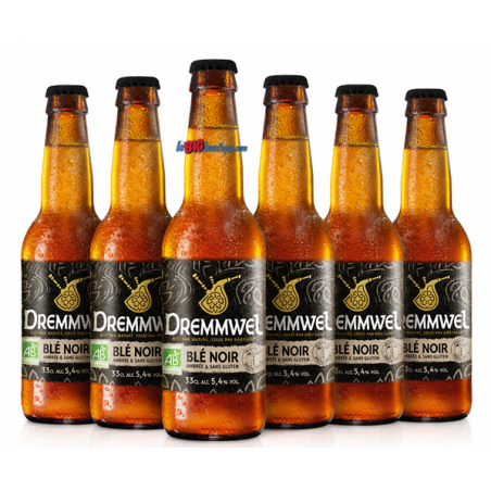 BIERE AMBRÉE DREMMWEL 33cl X 6 - 5,4°, BIO, Blé Noir, sans Gluten