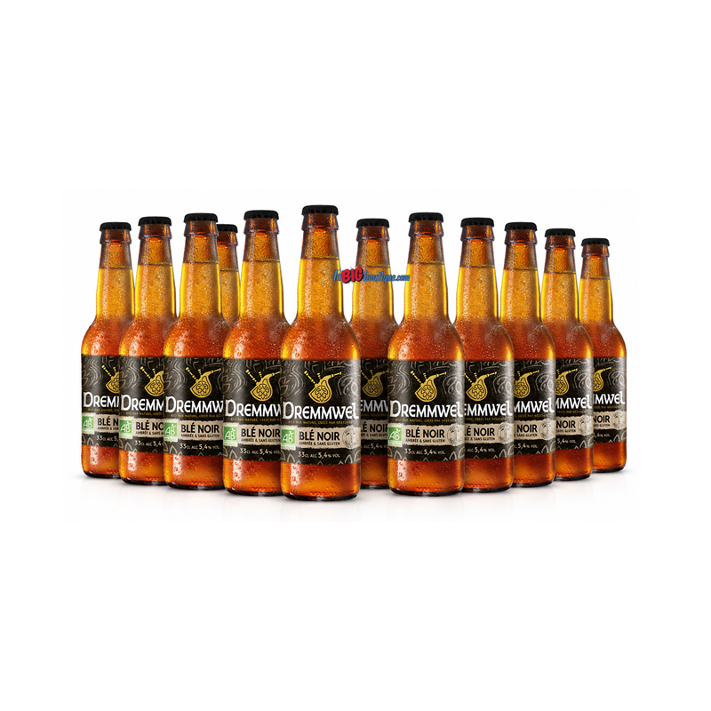 BIERE AMBRÉE DREMMWEL 33cl X 12 - 5,4°, BIO, Blé Noir, sans Gluten