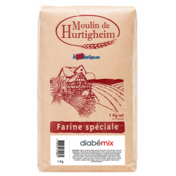 FARINES MULTIGRAINES POUR PAINS DIABÉMIX, BLÉ, SEIGLE T130, SEL DÉJA INCORPORÉ, SACHET 1Kg, du MOULIN DE HURTIGHEIM D'ALSACE
