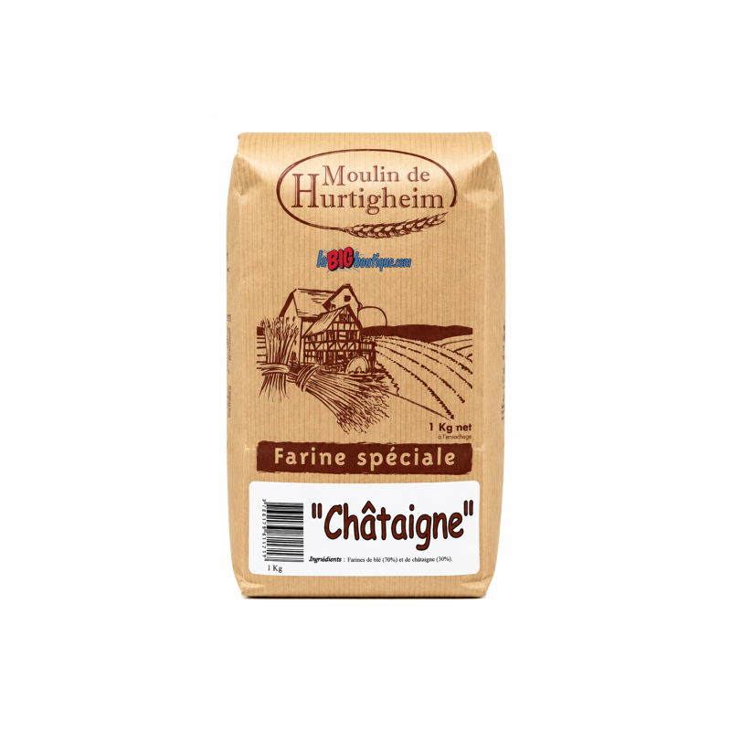 FARINES A PAIN "A LA CHATAIGNE", SACHET 1Kg, du MOULIN DE HURTIGHEIM D'ALSACE