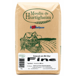 SEMOULE DE BLÉ DUR & FINE, SACHET 1Kg, du MOULIN DE HURTIGHEIM D'ALSACE