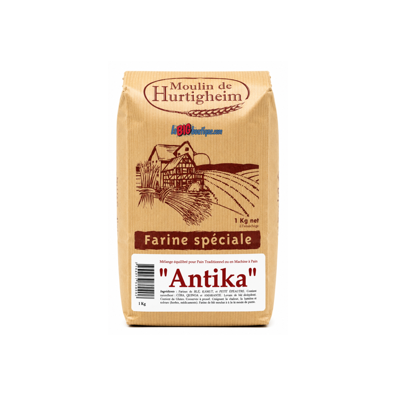 FARINES MULTIGRAINES POUR PAINS "ANTIKA", SACHET 1Kg, du MOULIN DE HURTIGHEIM D'ALSACE