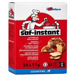 LEVURE SÈCHE DE BOULANGER SAF INSTANT, BOITE 35 x 11grs, FABRIQUÉE PAR LA SOCIÉTÉ FRANÇAISE LESAFFRE.