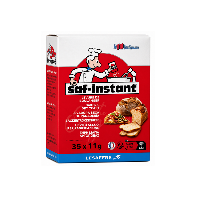 LEVURE SÈCHE DE BOULANGER SAF INSTANT, BOITE 35 x 11grs, FABRIQUÉE PAR LA SOCIÉTÉ FRANÇAISE LESAFFRE.