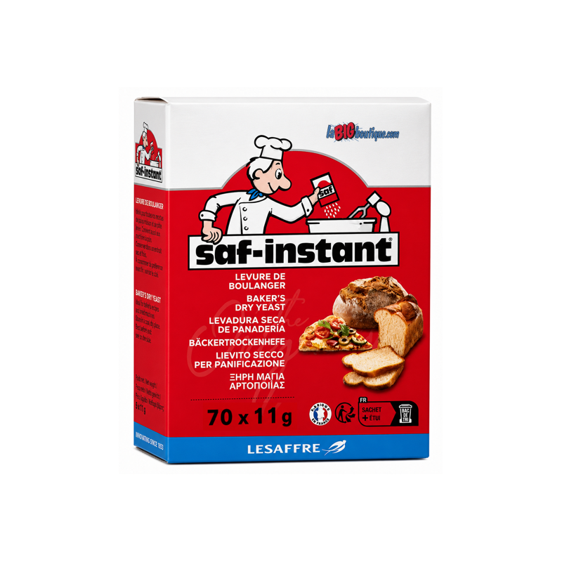 LEVURE SÈCHE DE BOULANGER SAF INSTANT, BOITE 70 x 11grs, FABRIQUÉE PAR LA SOCIÉTÉ FRANÇAISE LESAFFRE.
