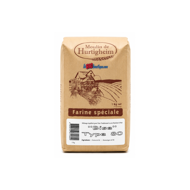 FARINES A PAIN "BISE" TYPE 80, SACHET 1Kg, du MOULIN DE HURTIGHEIM D'ALSACE