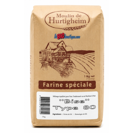FARINES A PAIN "BISE" TYPE 80, SACHET 1Kg, du MOULIN DE HURTIGHEIM D'ALSACE