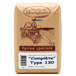 FARINES A PAIN "COMPLETE" TYPE 130, SACHET 1Kg, du MOULIN DE HURTIGHEIM D'ALSACE