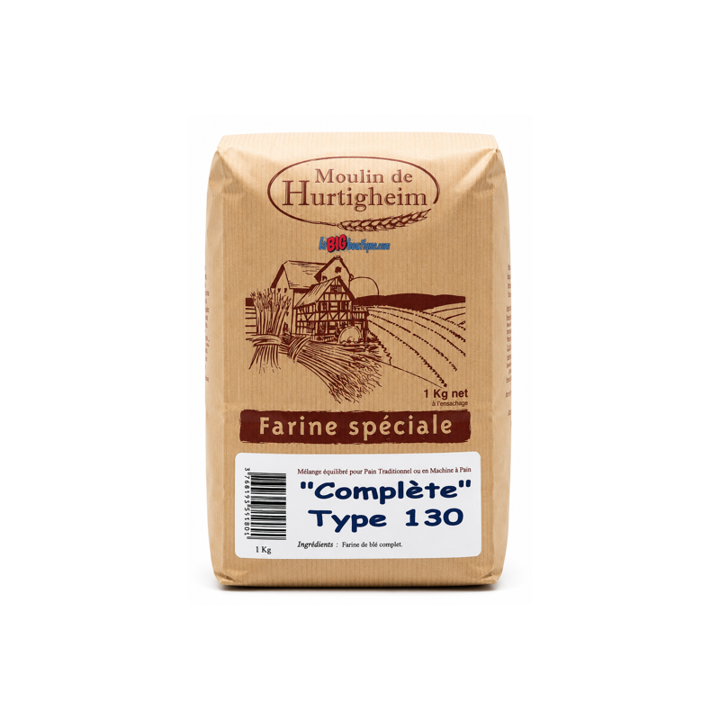 FARINES A PAIN "COMPLETE" TYPE 130, SACHET 1Kg, du MOULIN DE HURTIGHEIM D'ALSACE