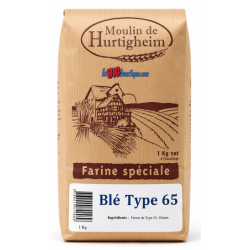 FARINES A PAIN BLÉ TYPE 65, SACHET 1Kg, du MOULIN DE HURTIGHEIM D'ALSACE