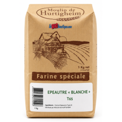 FARINES D'EPEAUTRE BLANCHE TYPE 65, SACHET 1Kg, du MOULIN DE HURTIGHEIM D'ALSACE