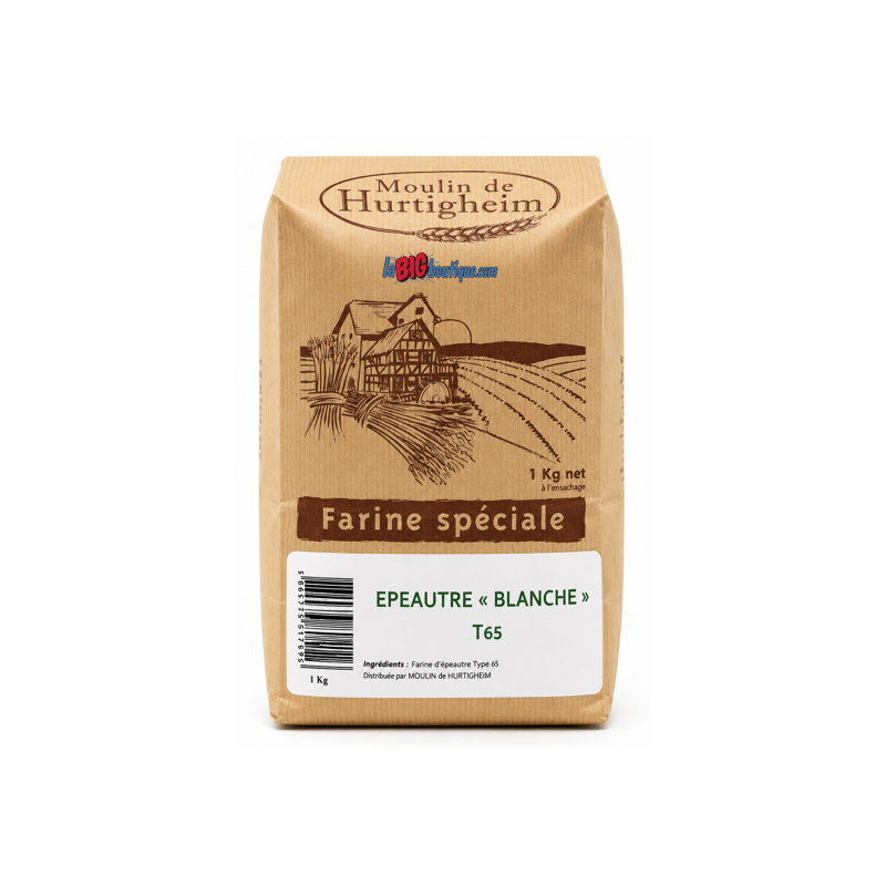 FARINES D'EPEAUTRE BLANCHE TYPE 65, SACHET 1Kg, du MOULIN DE HURTIGHEIM D'ALSACE