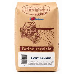 FARINES A PAIN "DEUX LEVAINS", SACHET 1Kg, du MOULIN DE HURTIGHEIM D'ALSACE
