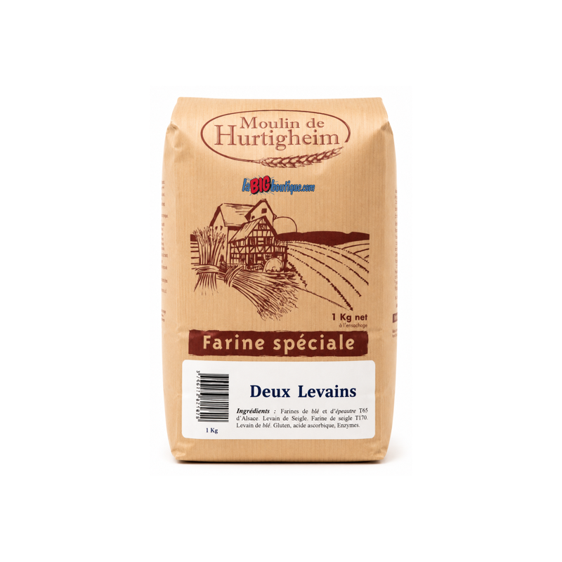 FARINES A PAIN "DEUX LEVAINS", SACHET 1Kg, du MOULIN DE HURTIGHEIM D'ALSACE