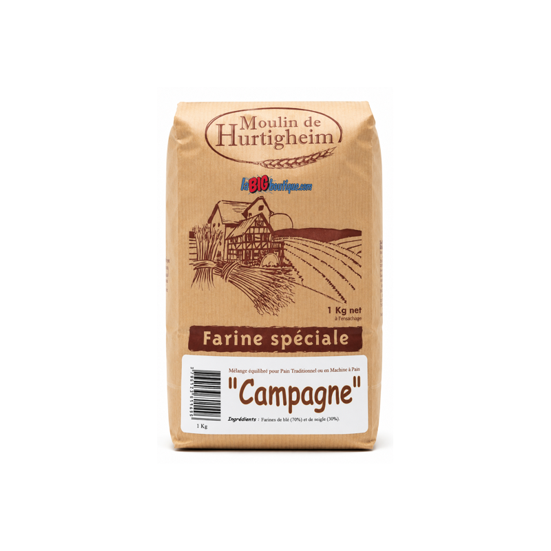 FARINES A PAIN CAMPAGNE, SACHET 1Kg, du MOULIN DE HURTIGHEIM D'ALSACE
