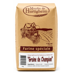 FARINES MULTIGRAINES POUR PAINS GRAINE DE CHAMPION, SACHET 1Kg, du MOULIN DE HURTIGHEIM D'ALSACE