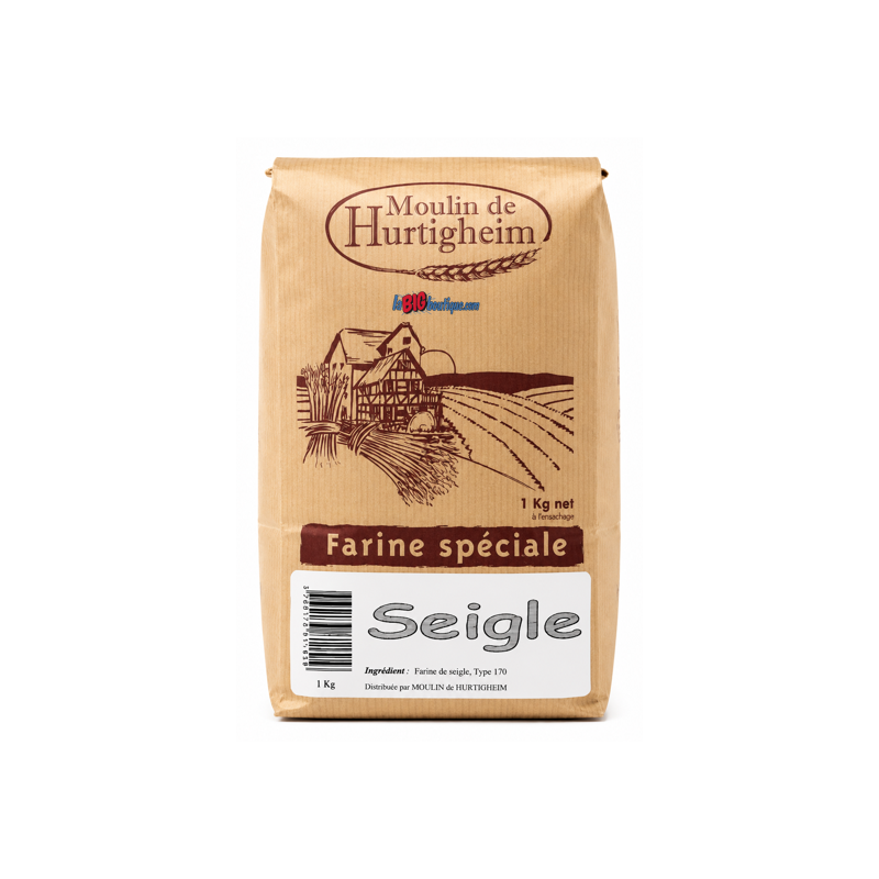 FARINES A PAIN SEIGLE, SACHET 1Kg, du MOULIN DE HURTIGHEIM D'ALSACE