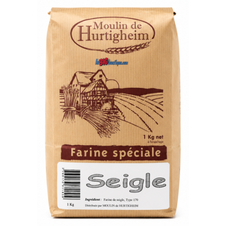 FARINES A PAIN SEIGLE, SACHET 1Kg, du MOULIN DE HURTIGHEIM D'ALSACE