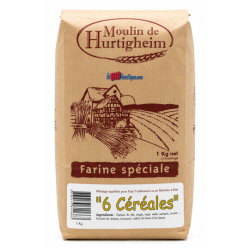 FARINES MULTIGRAINES POUR PAINS 6 CÉRÉALES, SACHET 1Kg, du MOULIN DE HURTIGHEIM D'ALSACE