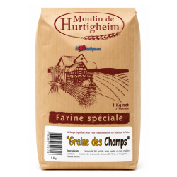 FARINES MULTIGRAINES POUR PAINS GRAINES DES CHAMPS, SACHET 1Kg, du MOULIN DE HURTIGHEIM D'ALSACE
