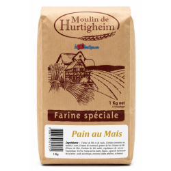 FARINES MULTIGRAINES POUR PAINS PAIN DE MAÏS, SACHET 1Kg, du MOULIN DE HURTIGHEIM D'ALSACE