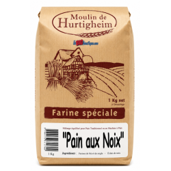 FARINES MULTIGRAINES POUR PAINS PAIN AUX NOIX, SACHET 1Kg, du MOULIN DE HURTIGHEIM D'ALSACE