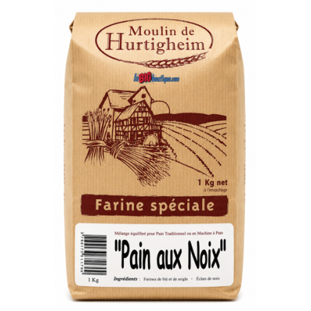 FARINES MULTIGRAINES POUR PAINS PAIN AUX NOIX, SACHET 1Kg, du MOULIN DE HURTIGHEIM D'ALSACE