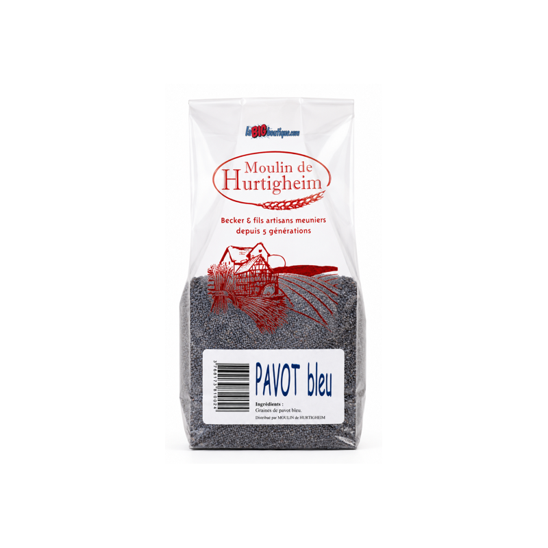 GRAINES DE PAVOT BLEU POUR PAIN, CAKES.., SACHET 250grs, du MOULIN DE HURTIGHEIM D'ALSACE
